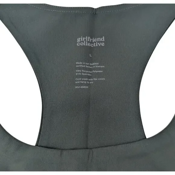 Girlfriend Collective Paloma Sports Bra Hunter Green Large NWT - Picture 3 of 4